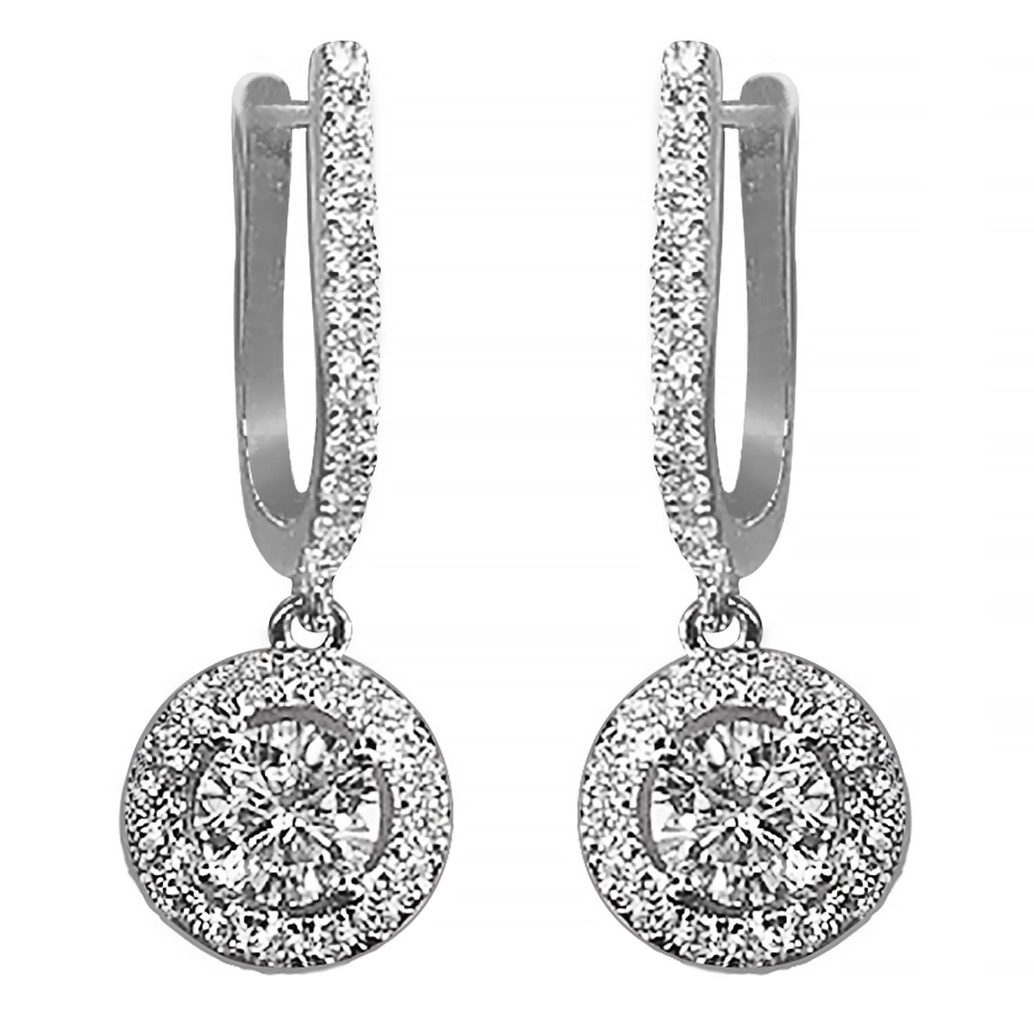 peora American Diamond Studded Silver Plated Hoop Drop Earrings Jewellery Gift for Girls & Women-picture-3