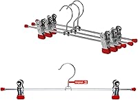 Vista 2 de Mawa by Reston Lloyd - Percha antideslizante para pantalones y faldas con dos clips, estilo K/40D, juego de 10, 15 3/4 pulgadas de largo, rojo
