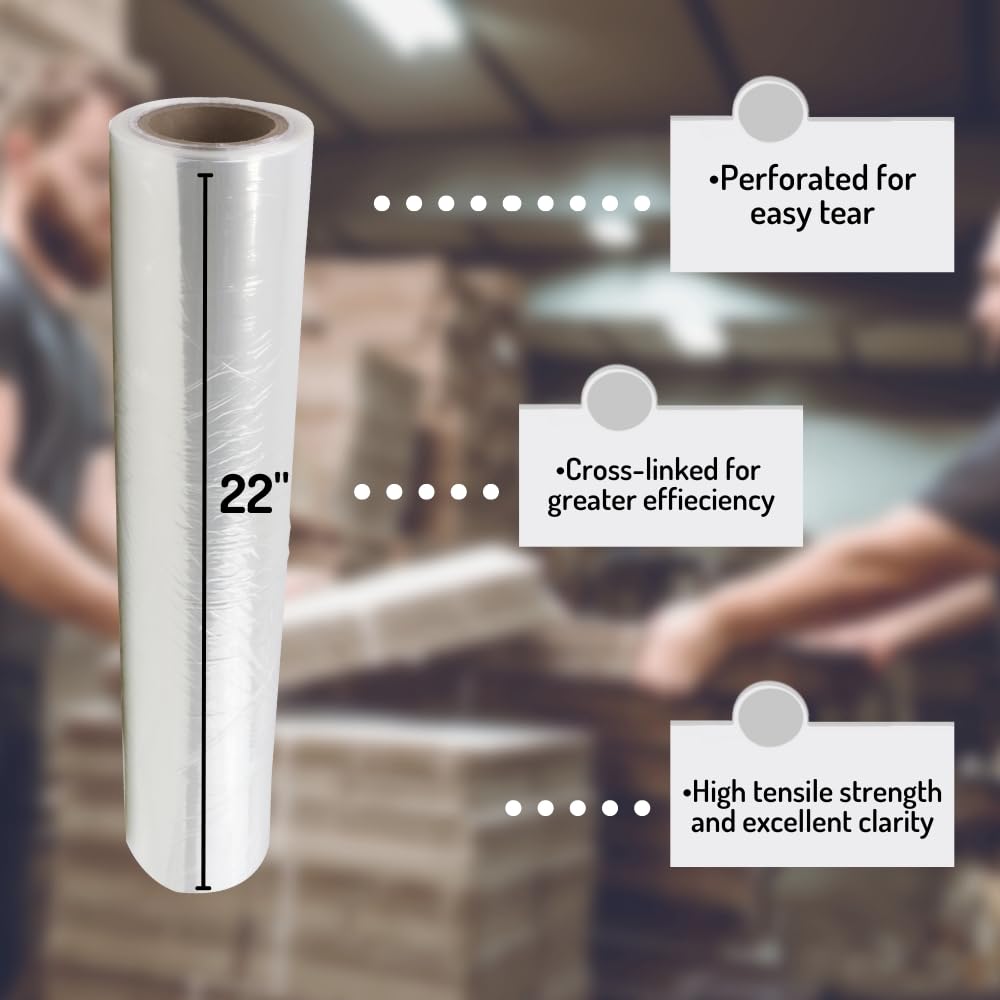 PSBM 2 Rollen, 56 cm x 150 m, 45 Gauge, transparente Schrumpffolie, robuste Schrumpffolie in Industriestärke, zum Verpacken und Verpacken von Produkten