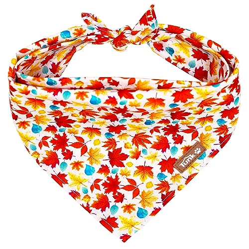 Image of Tunkoo Dog Bandana Super Cute Autumn Fall Dog Scarf - Durable and Stylish Adjustable for Girl or Boy Small Medium and Large Square Puppy Kerchief, L