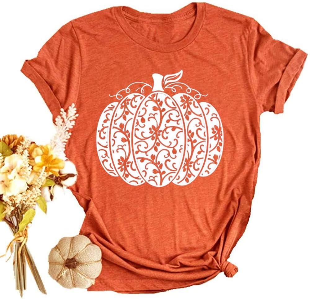halloween shirts for women leopard pumpkin shirts cute fall short sleeve graphic tee tops 2 orange large
