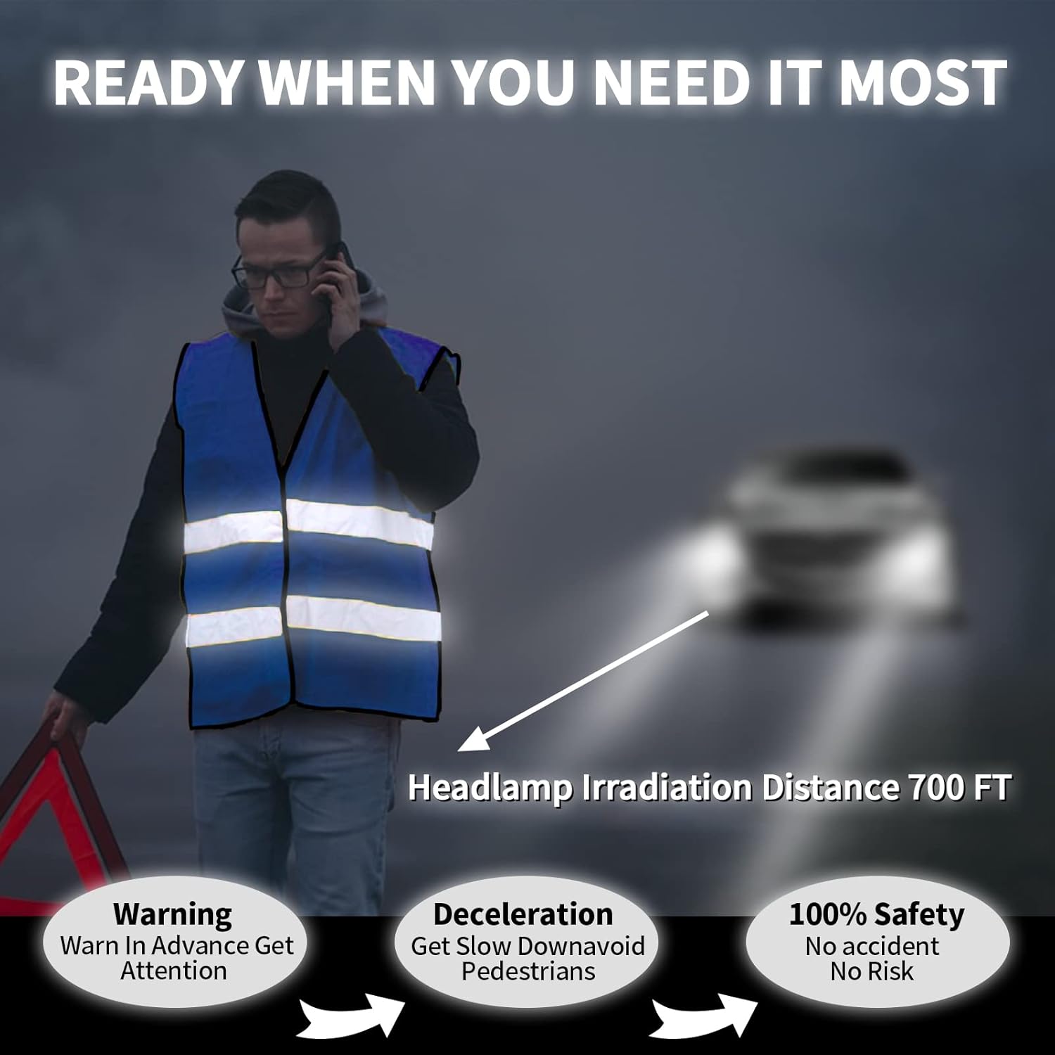 Safety Vest, Reflective High Visibility Construction Vest for Men, Work, Cycling, Runner, Surveyor, Volunteer, Road - Image 4