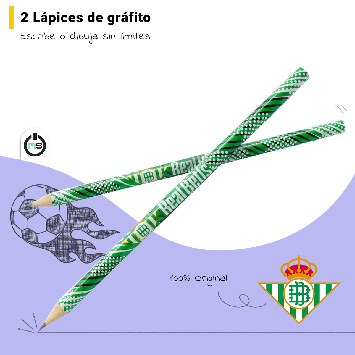 Pack Regalo Escolar Infantil Real Betis Balompié | Set de Papelería Oficial del Betis con Lápices, Goma y Sacapuntas | Material Escolar Verde y Blanco | Regalo Ideal para Niños y Aficionados