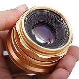 RISESPRAY 35mm F1.6 Mini APS-C Lens for Sony Panasonic Fujifilm Olympus Canon Nikon mirrorless Camera Golden (EF-M)