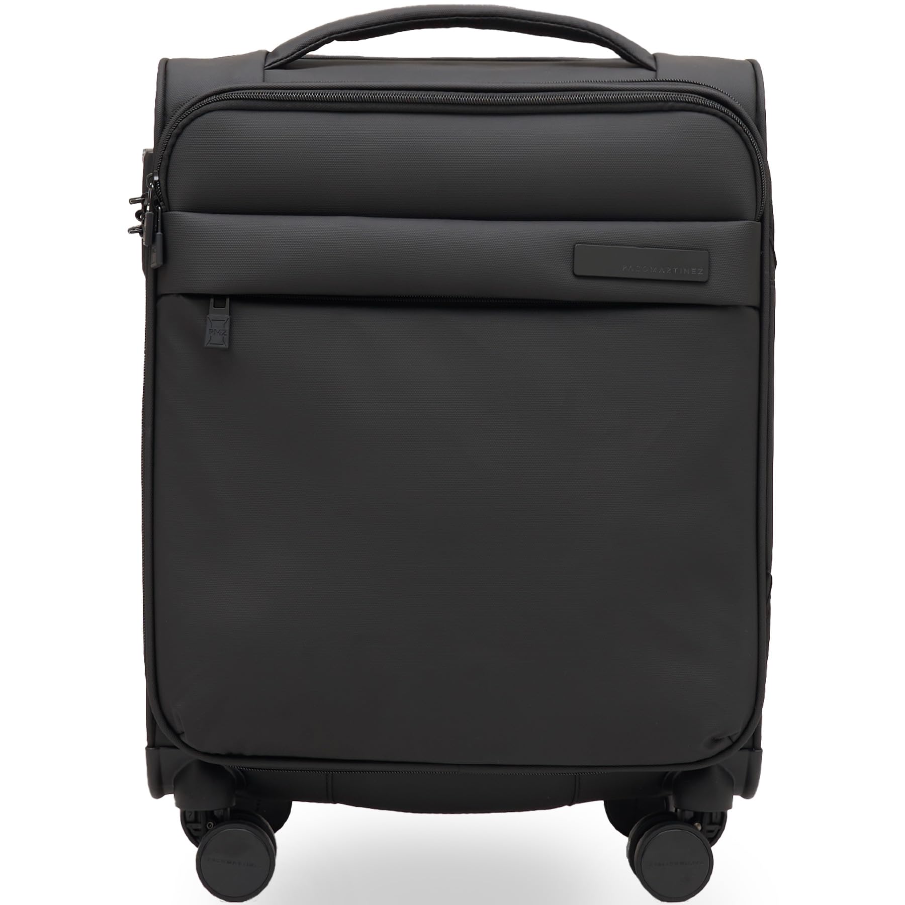 PACO MARTINEZ Maleta de Viaje Unisex, Maleta de Cabina V Air Expandible con Candado TSA, Capacidad 36-44 litros, Color Negro - 40x55x20-25 Centímetros