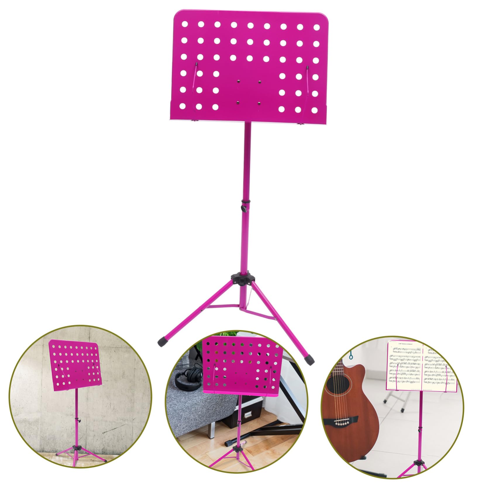 ibasenice Supporto Per Spartiti in Lega Di Alluminio Compatto Pieghevole Treppiede Per Chitarra Violino Sassofono Supporto Girevole A 340° Non Leggero Casuale