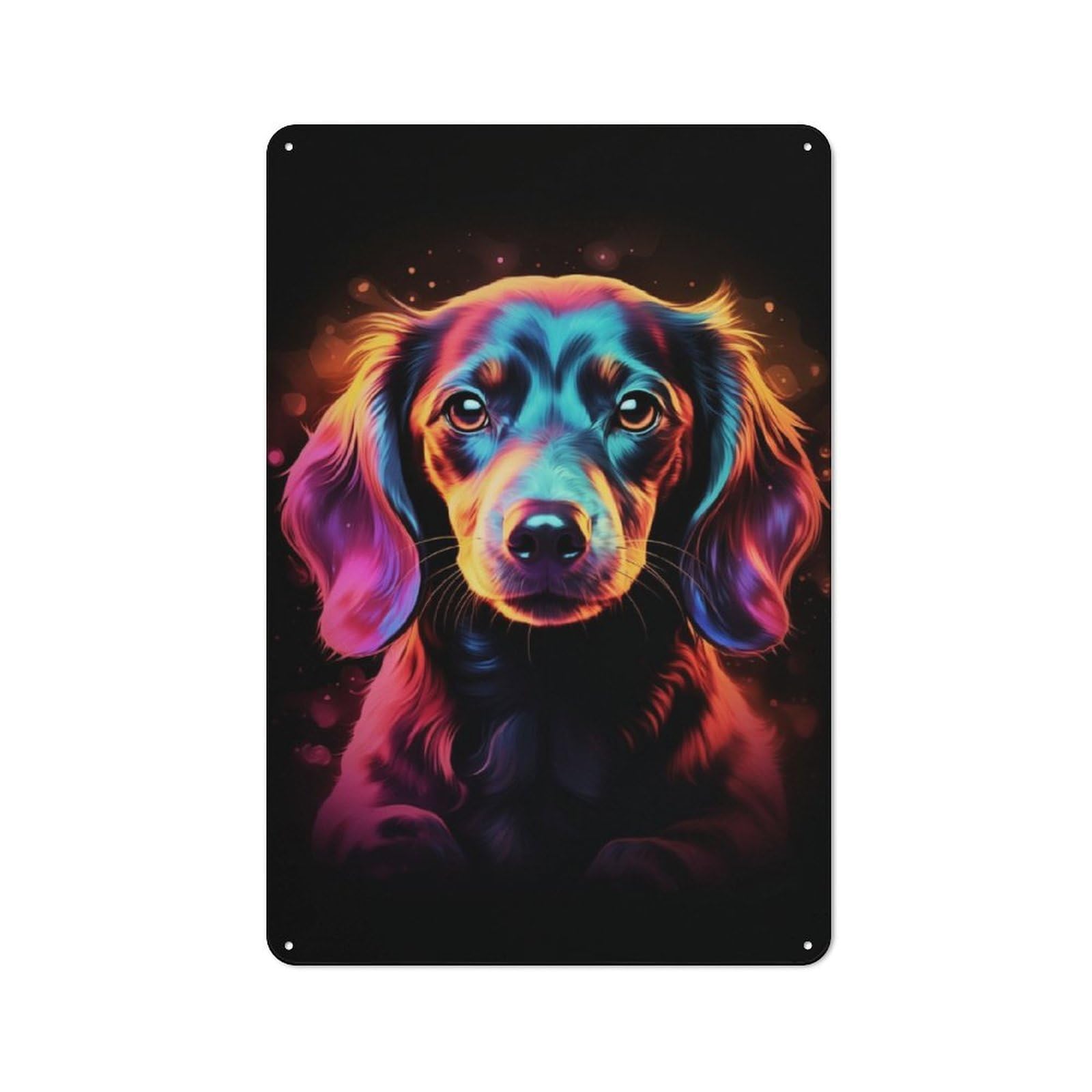Junmoney Neon Dachshund Portrait Vintage Metal Plaque 30X20cm For Man Cave Or Games Room, For An Autumn Update To Man Cave And Games Room