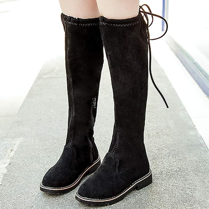 Botas Altas de Invierno para niñas y Adolescentes, cálidas, de Color  sólido, Ligeras, para equitación - Negro - M : Amazon.es: Zapatos y  complementos