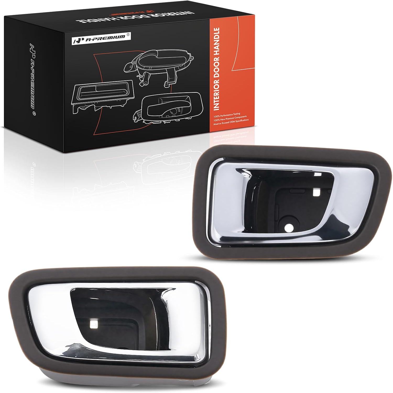 A-Premium Inside Interior Door Handles Compatible with Honda Pilot 2003-2008, Silver+Saddle, 2-PC Set, Rear Driver and Passenger Side