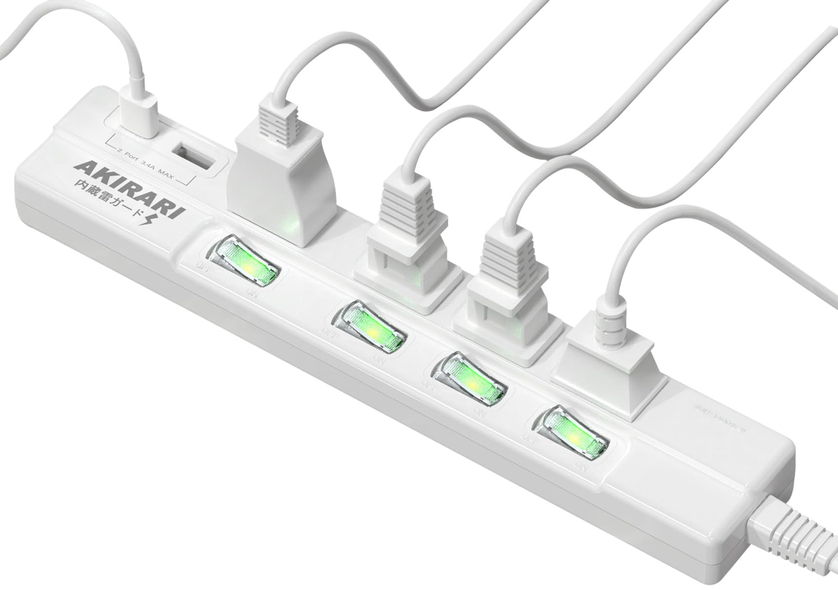 Amazon.co.jp: AKIRARI 電源タップ USB付き 個別スイッチ 延長コード