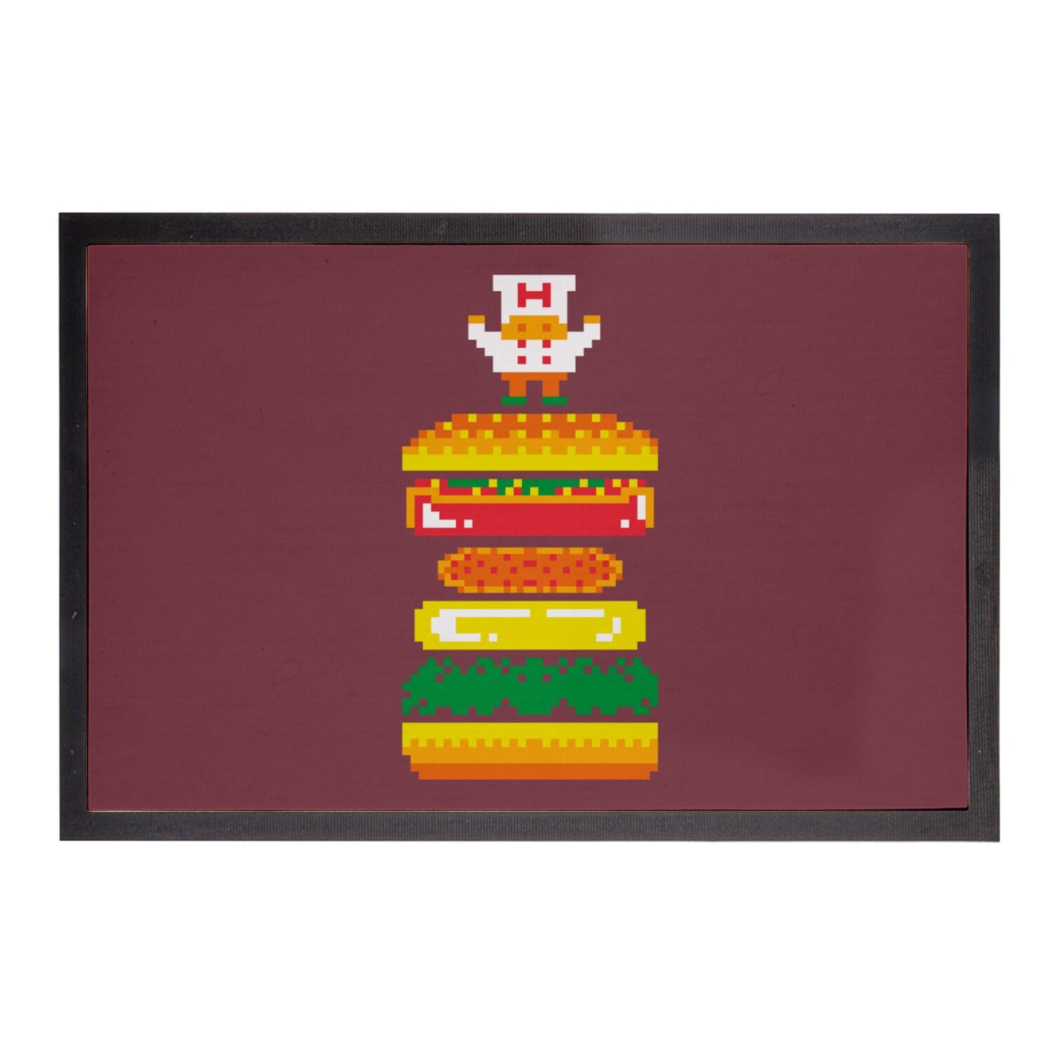 Paillasson Pixel Burger tapis rouge retro gaming pour proteger entree arcade 1980