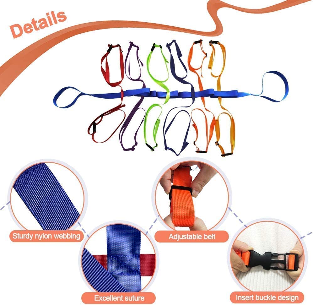 Preschool Walking Rope with Rings Toddlers Child Leashes for Kids 2 to 12 Line Up Safety Wrist Strap with Handles Color Tether Daycare Must Haves Outdoor Supplies (Support 12 Children & 2 Adult) - Image 3