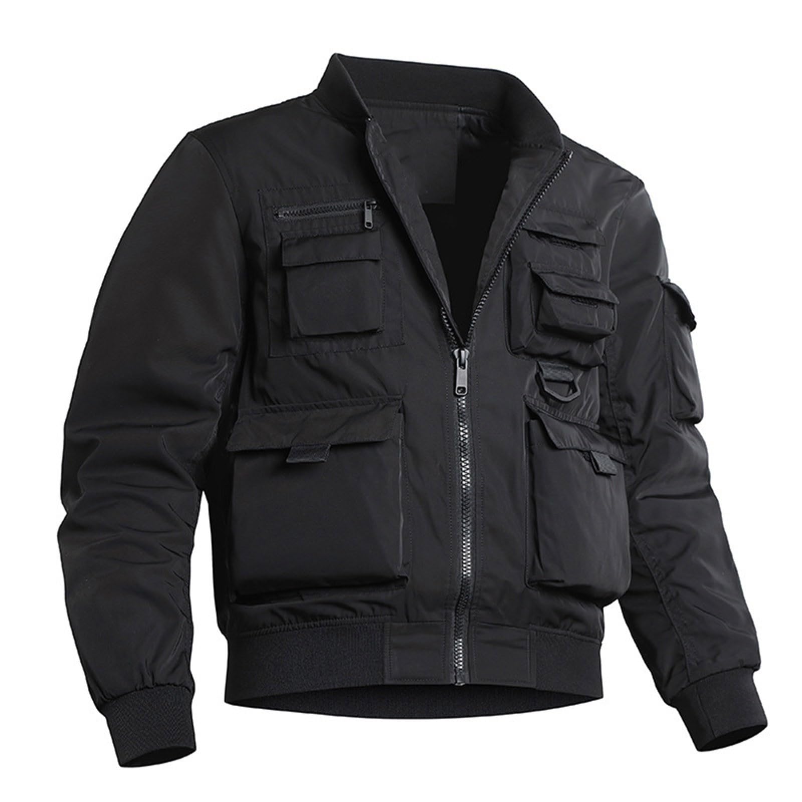 Herren Jacke Retro Baseball Mantel Utility Design Mehrere Taschen Leichte Freizeitjacke Atmungsaktiv Bequem