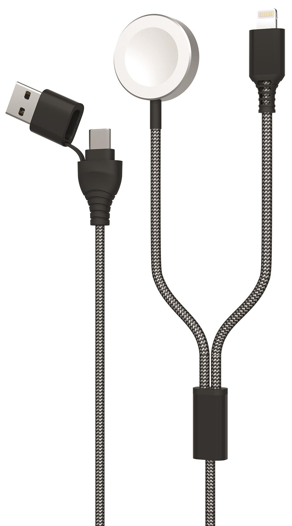 2GO 2-in-1 USB/Type C Charging Cable for Watch and Smartphone 1.8 m Black