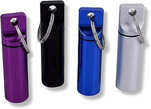 MED-PC1-LOT Daily Pill Box Set | Mini Medicine Boxes | Small Travel Pill Dispenser | Purple, Black, Grey & Purple | Aluminium | 4 Pieces | MED-PC1-LOT