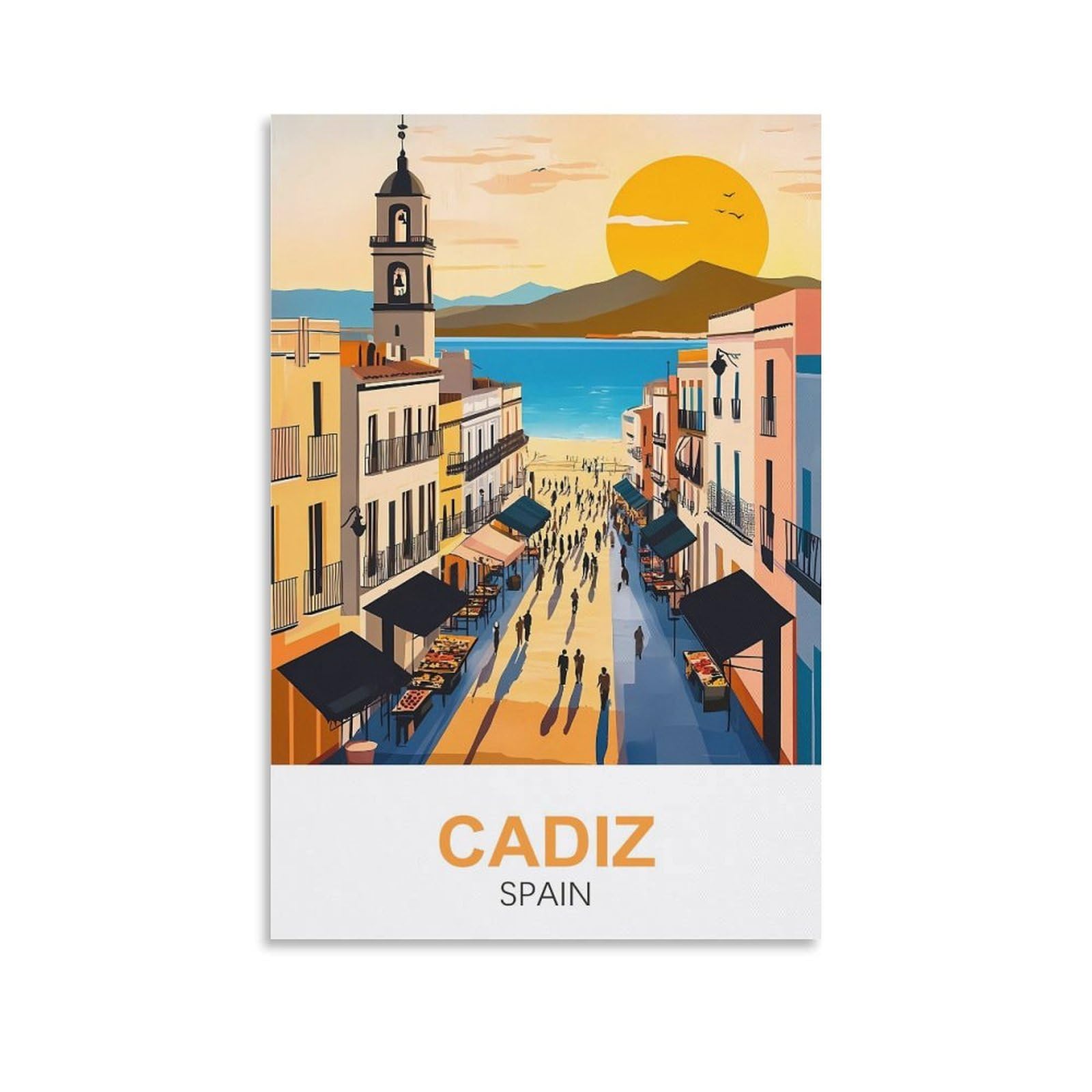 EZMLFA DIY Diamond Painting,Cadiz Spain 5D Landscape Diamond Painting Kits for Adult, Gem Art Crystal Art Kits for Adults, for Home Wall 50x60cm