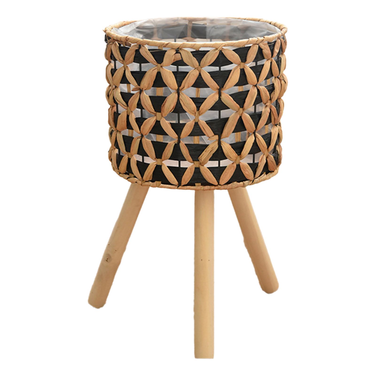 HDOYTXXM Gourd Grass Plant Holder with Wood Legs Decorative Floor Planter Basket Balcony Flower Pots Display Rack Home Decoration Gourd Grass Plant Stand