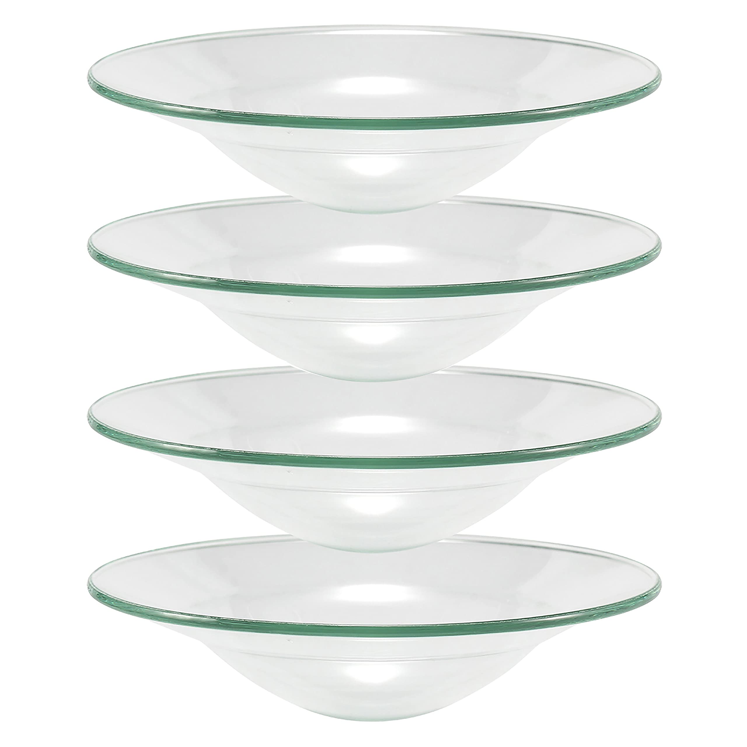 4 Replacement Round Dish Bowl Lid Oil Warmer Tart Burners 4 1/2 Inch Clear Glass