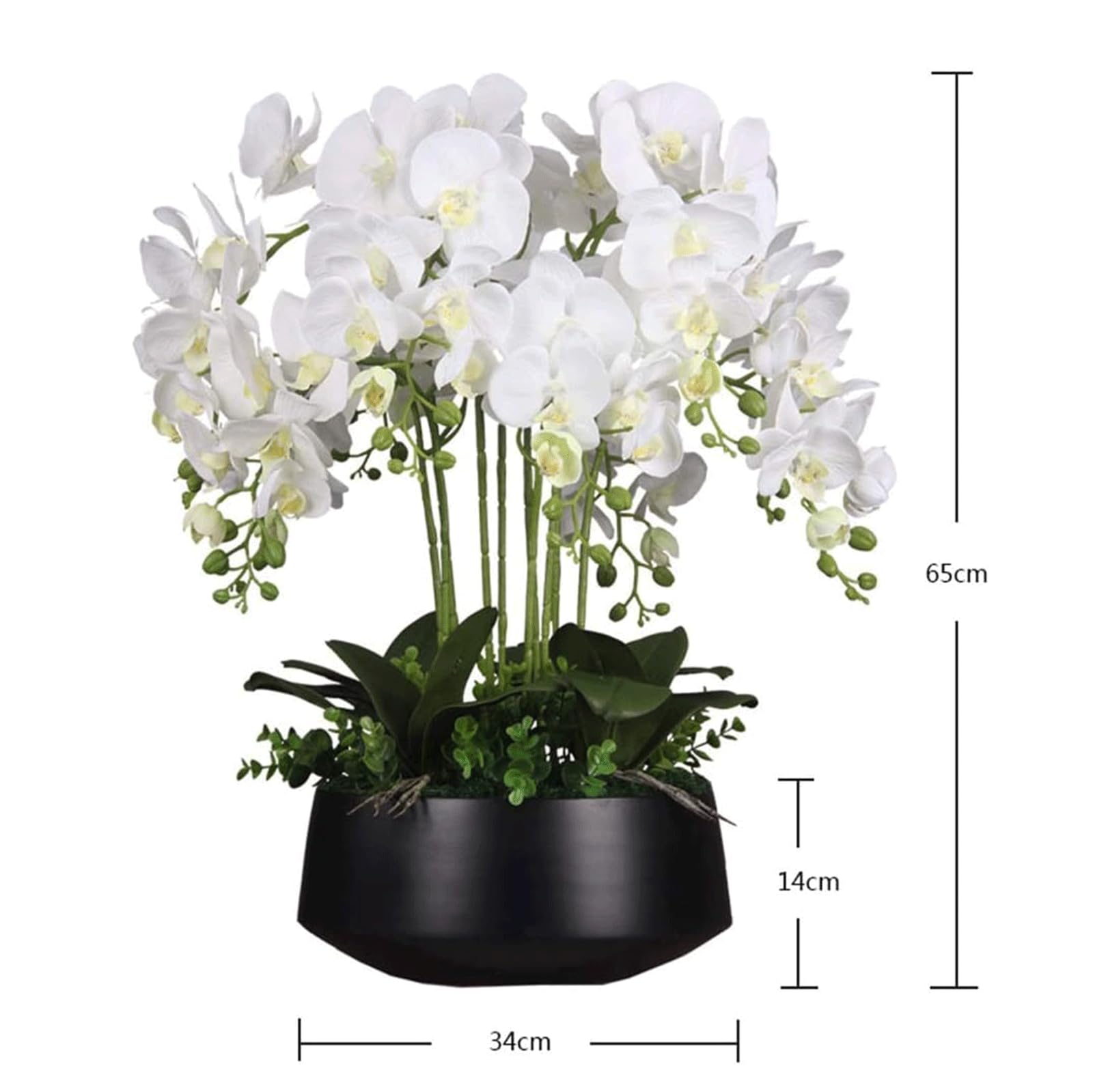 Orquídeas Artificiales De Seda con Maceta De Cerámica, Flores Artificiales De Phalaenopsis De 25,59 Pulgadas, Orquídea Artificial, Flores Falsas,