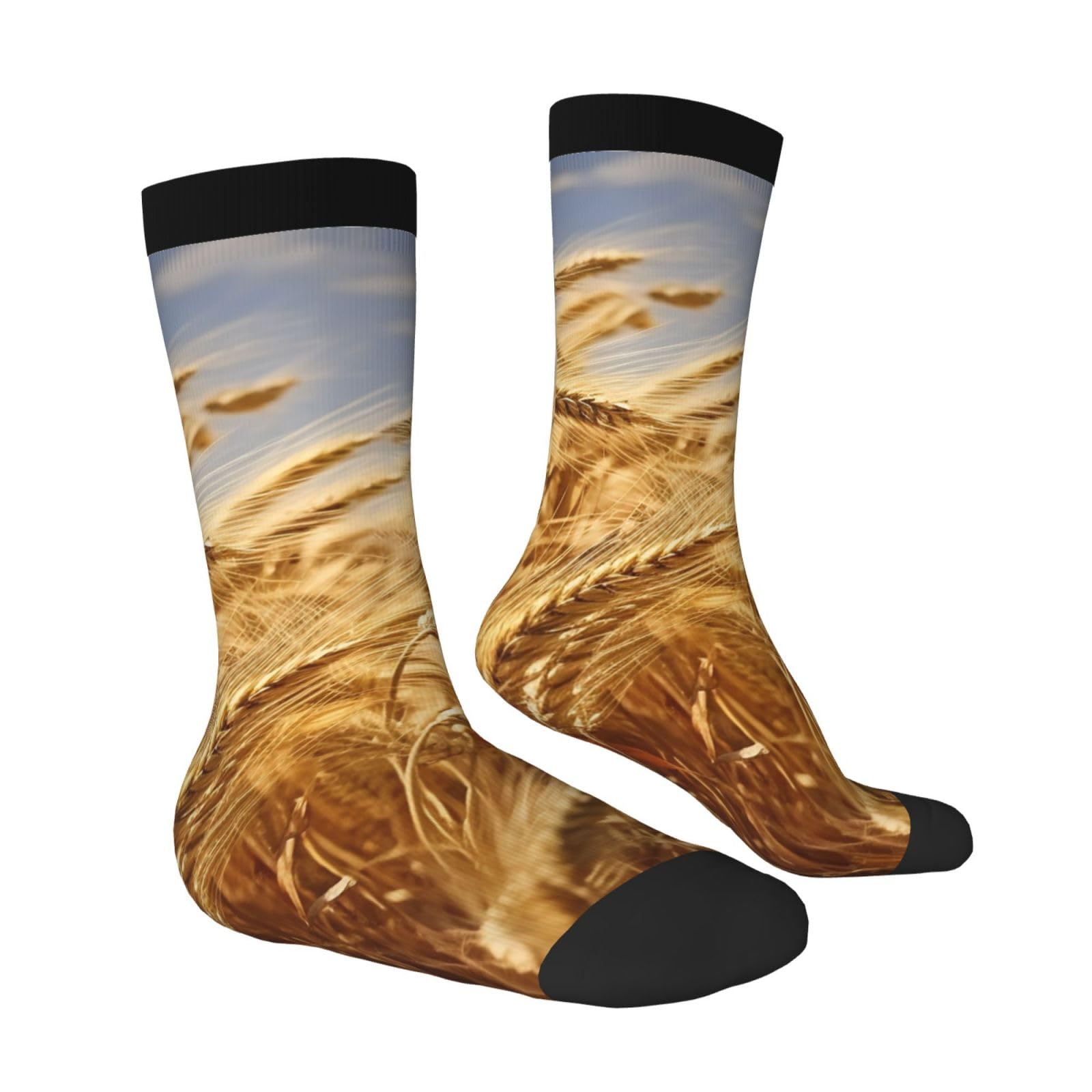 LZQPOEAS Wheat Harvest Athletic Socks Unisex Cushioned Crew Socks Hiking Running Calf Sock Soft Above Ankle Sock