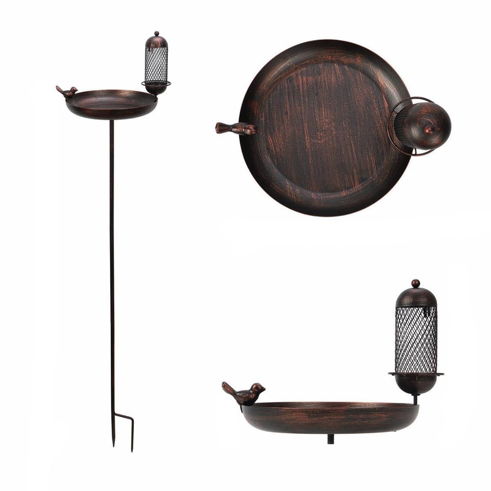 Bain d'oiseaux de 31 Cm (12,2 Pouces), Mangeoire à Oiseaux, Modèle Autoportant avec Piquet en Métal, Bain d'oiseaux en Métal, Mangeoire à Oise