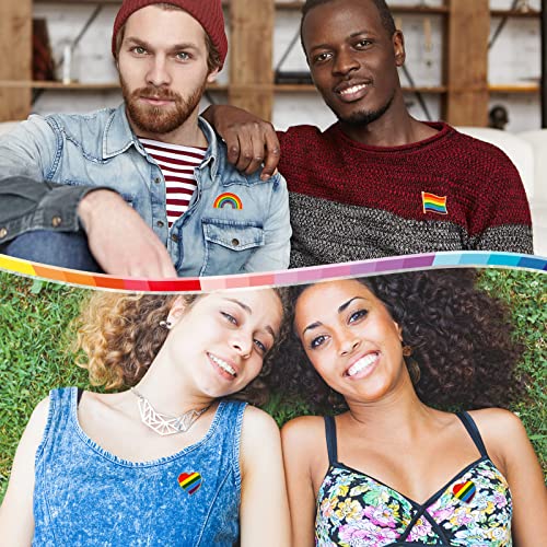 Image of MTLEE 48 Pieces Gay Pride Pins Rainbow Lapel Pins Bulk Handmade Brooch Lgbt Accessories for Men Women Clothes Bag