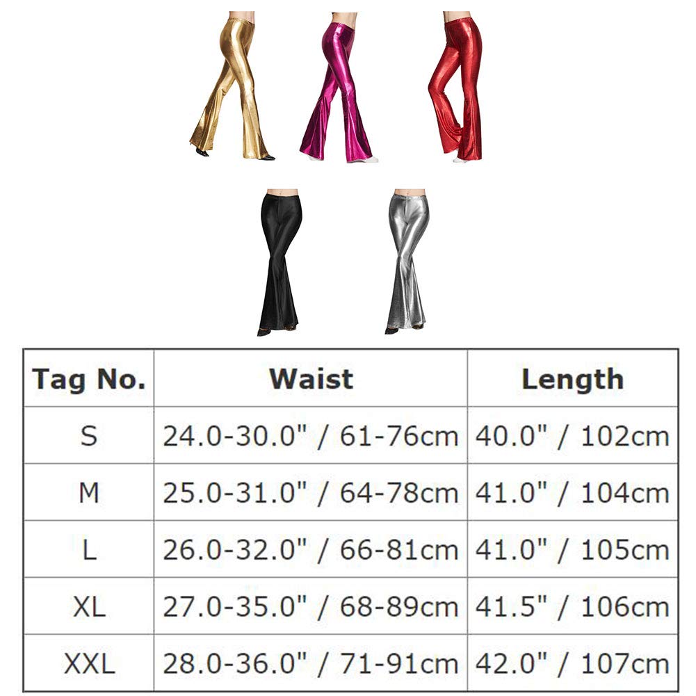 Pantalon de yoga en cuir synthétique pour femme - Taille haute - Taille haute - Coupe évasée - Pour le yoga et la danse disco - Tailles S à XXL