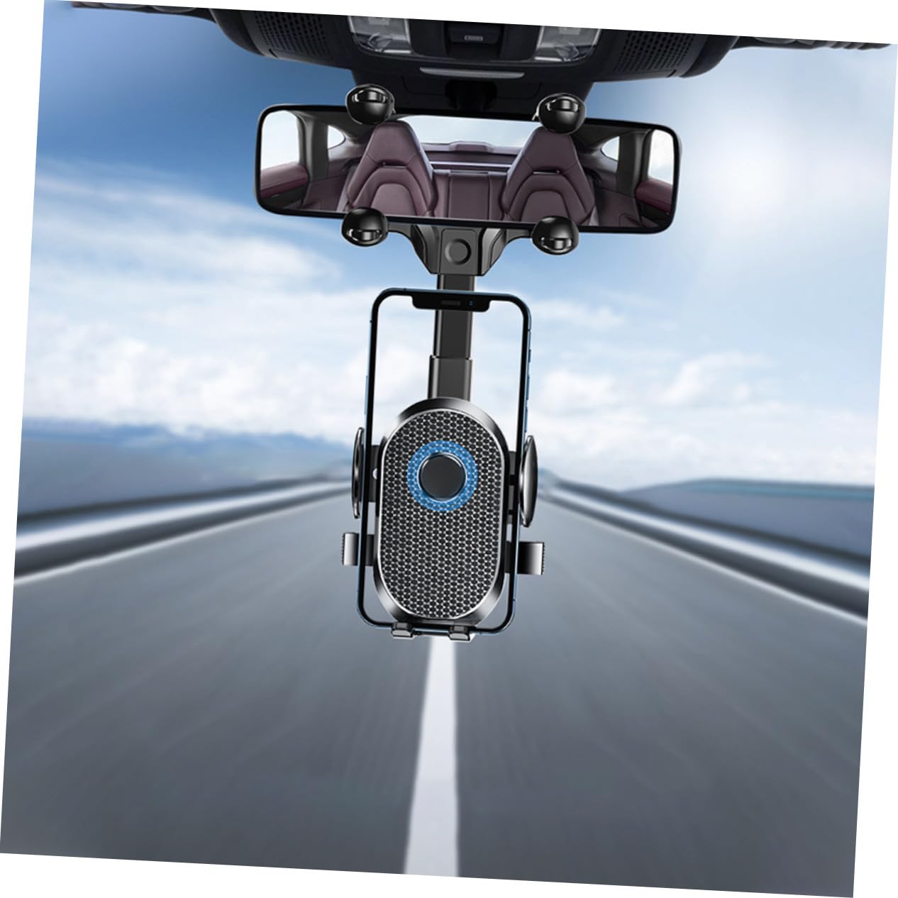 Supporto Auto Specchietto Retrovisore Rotazione Smartphone GPS in Resistente per e Video