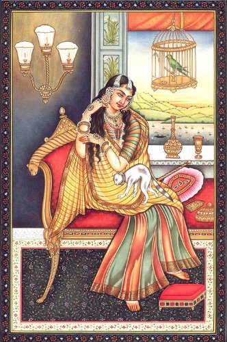 Aquarelle sur papier The Princess Kailash Raj art indien peinture miniature