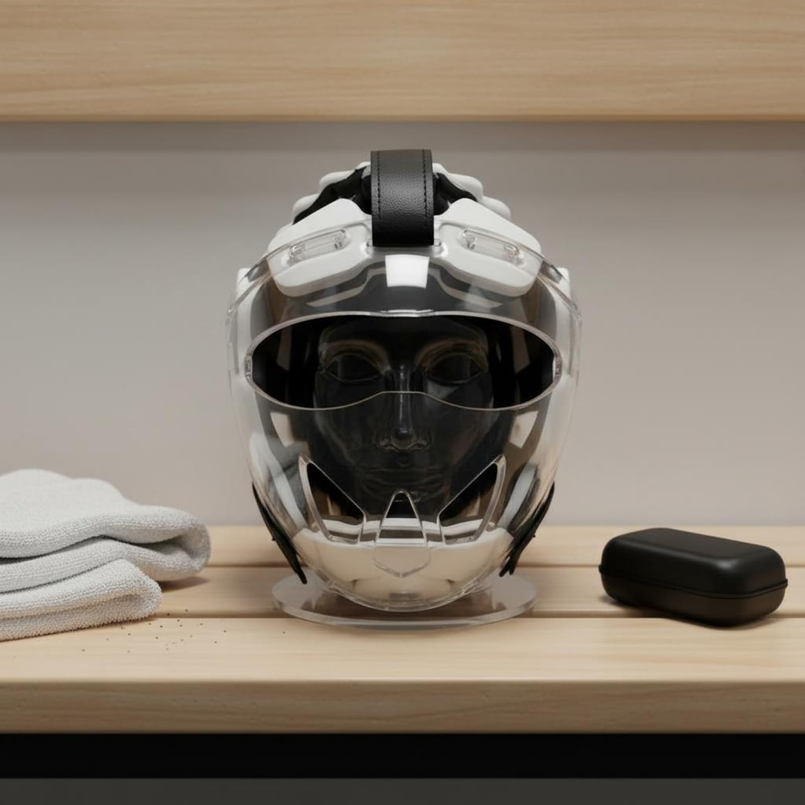 Casco Taekwondo Regolabile Ventilato Casco Karate Trasparente Traspirante Attrezzatura Sportiva per Gara, Allenamento