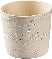 Ekirlin 7-Inch Travertine Texture Resin Plant Pot - Weatherproof Indoor/Outdoor Planter with Drainage Hole, Stopper & Non-Slip Pads