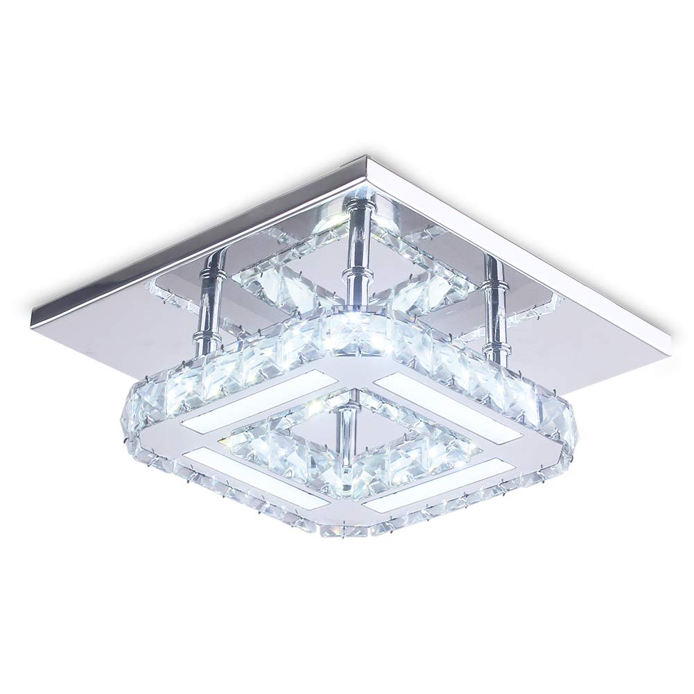CLAIRDAI Small Crystal Ceiling Light Flush Mount Acrylic Crystal Chandelier Modern Luxury Flush Mount LED Ceiling Light Fixture for Bedroom, Dining Room, Kitchen, Hallway