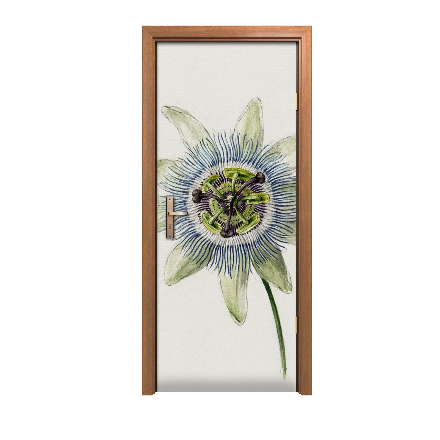 Autocollant de porte plante de fleurs pour illuminer votre salon avec un design nature