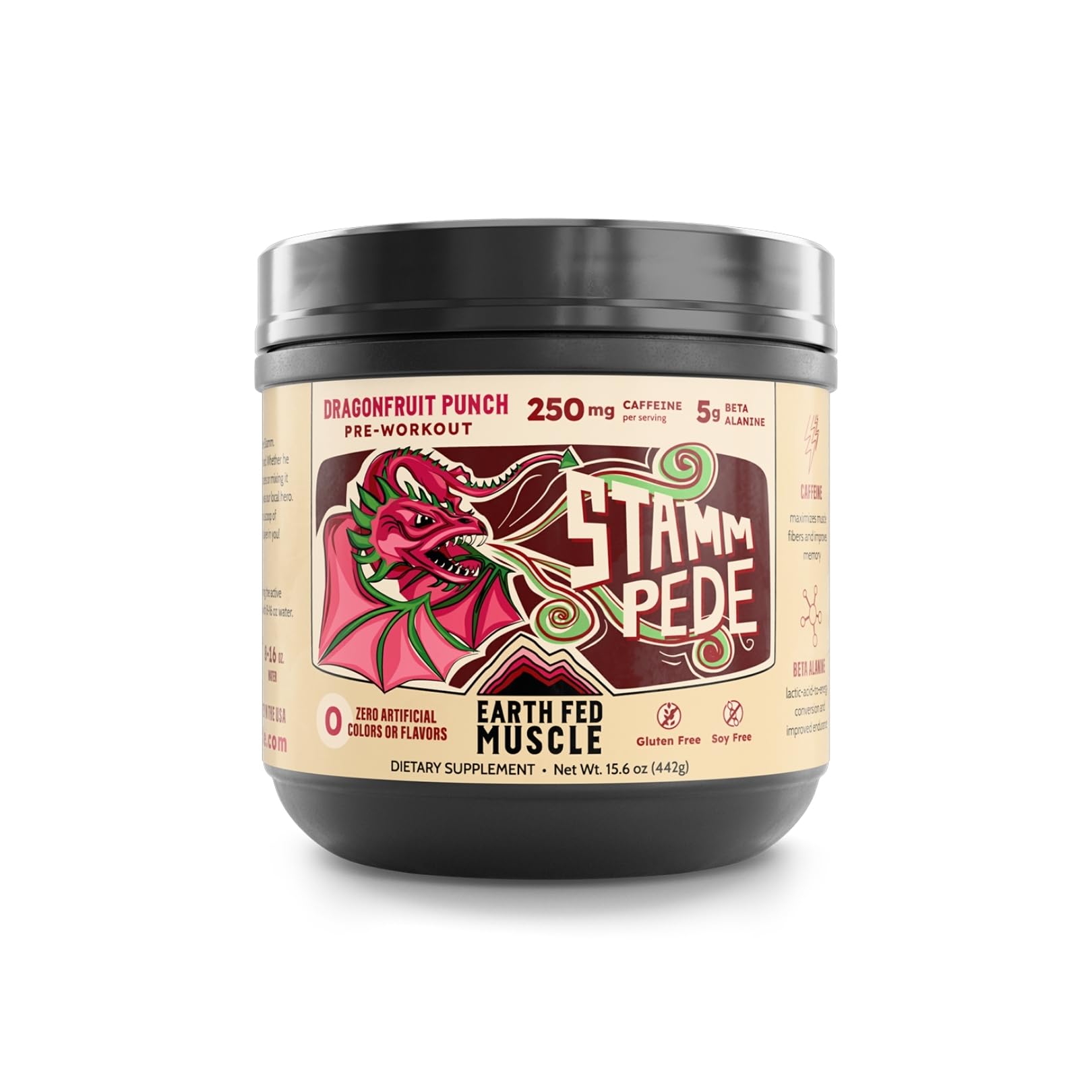 Earth Fed Muscle Stammpede Pre Workout – Dragon Fruit Punch, Clean Energy, Focus, Muscle Support, No Fillers or Artificial Flavors, 30 Servings