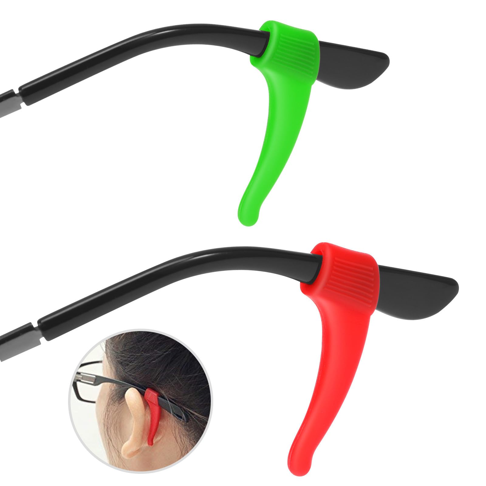 12 Pares Gancho de Silicona para Gafas Antideslizante para Orejas Soporte Cómodo para Patillas Adecuado para Viajes y Deportes al Aire Libre