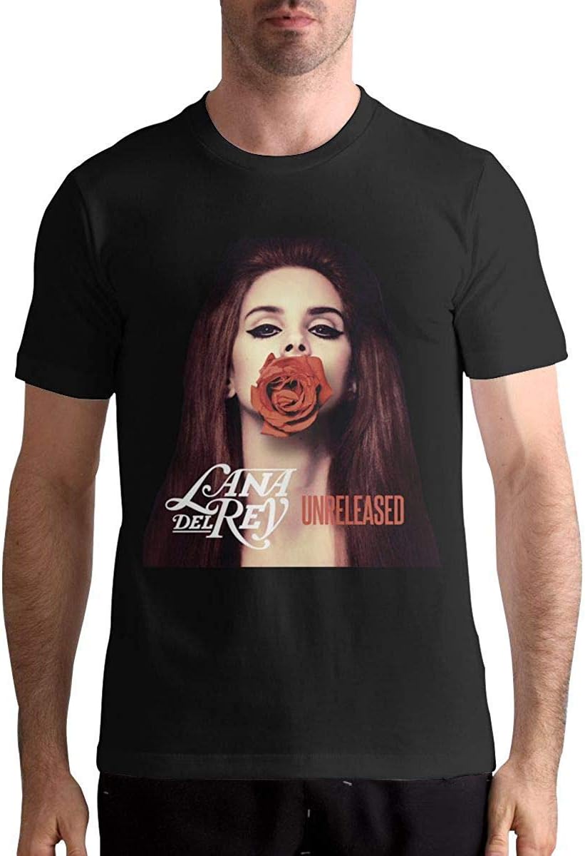 YGSKUY Men Lana Del Rey Music Band Short Sleeves T Shirt Gift Black,Black,Medium