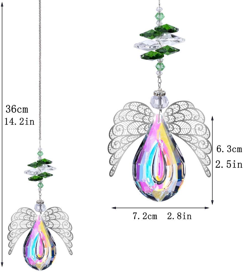 H&D HYALINE & DORA Metal Angel Wing Pendant with Rainbow Crystal Prisms Suncatcher Window Home Christmas Hanging Decor,Set 3pcs - Image 6