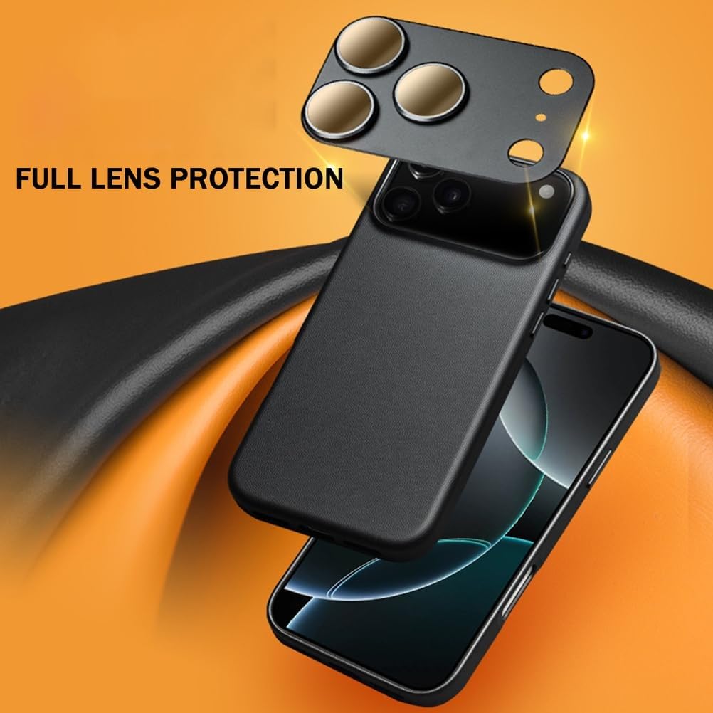Etui do iPhone 17 Pro Max / 17 Pro / Air/17, skórzane etui ochronne na soczewki, bezprzewodowe etui do ładowania (17 Pro Max)