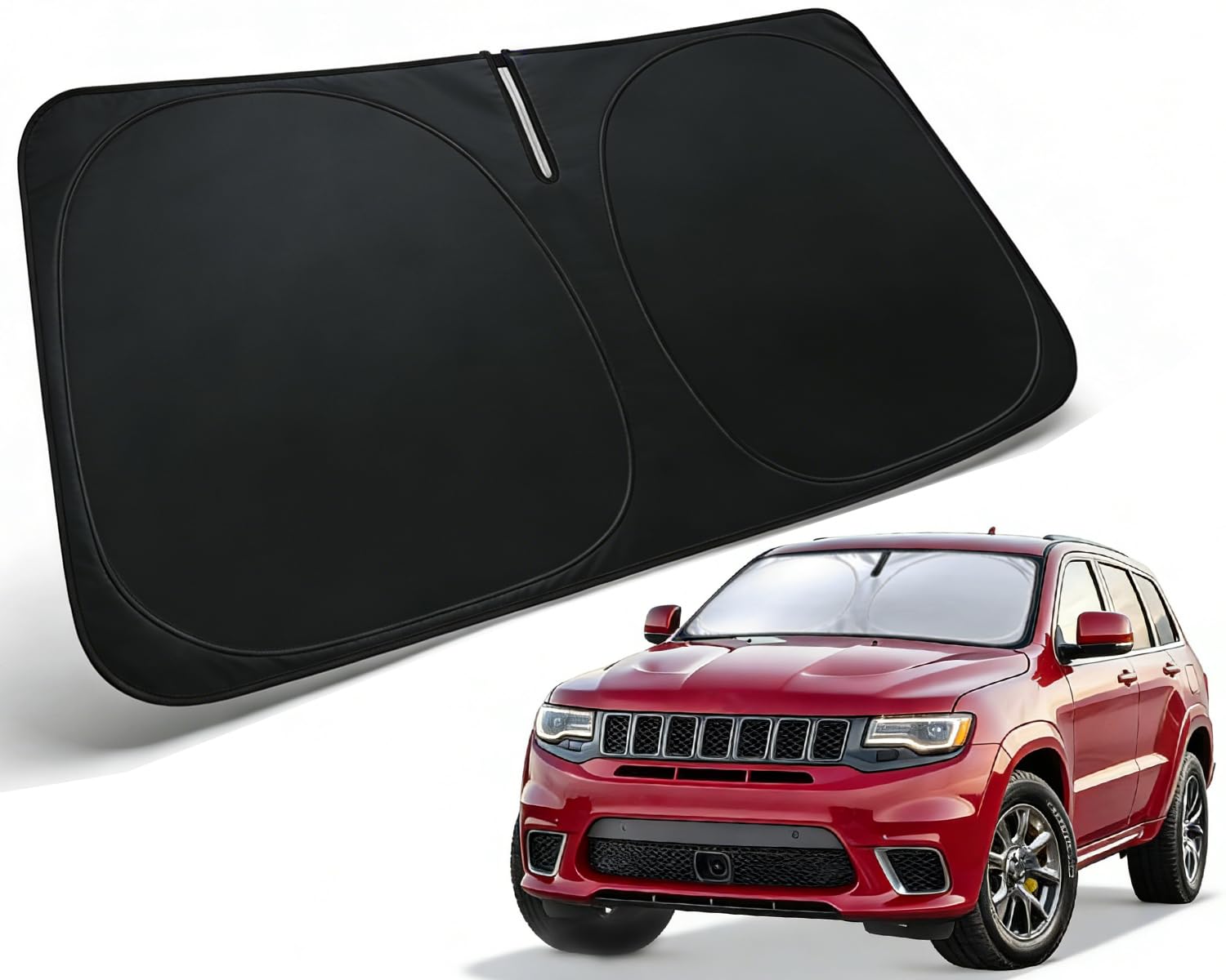 PAIMOHO Windshield Sun Shade for 2011-2021 Jeep Grand Cherokee Accessories, Car Front Window Sun Visor Protector & Heat Shield | 240T Sunshade Protection Blocks UV Rays Keep Your Car Cooler
