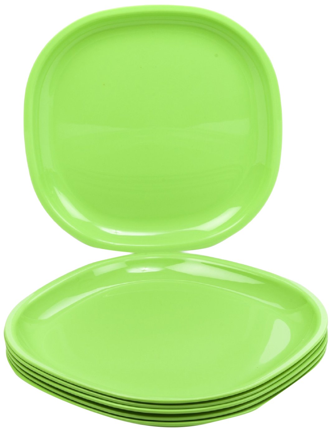 Signoraware Square Plastic Full Plate Set, Set of 6, Parrot Green Signoraware Square Plastic Full Plate Set, Set of 6, Parrot Green