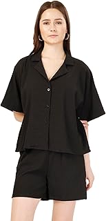 fashfun clothing Fashfun Women's Coord-Set (Solid Orange Crepe Collar Neck Shirt with Pant-Set of 2)-picture-41