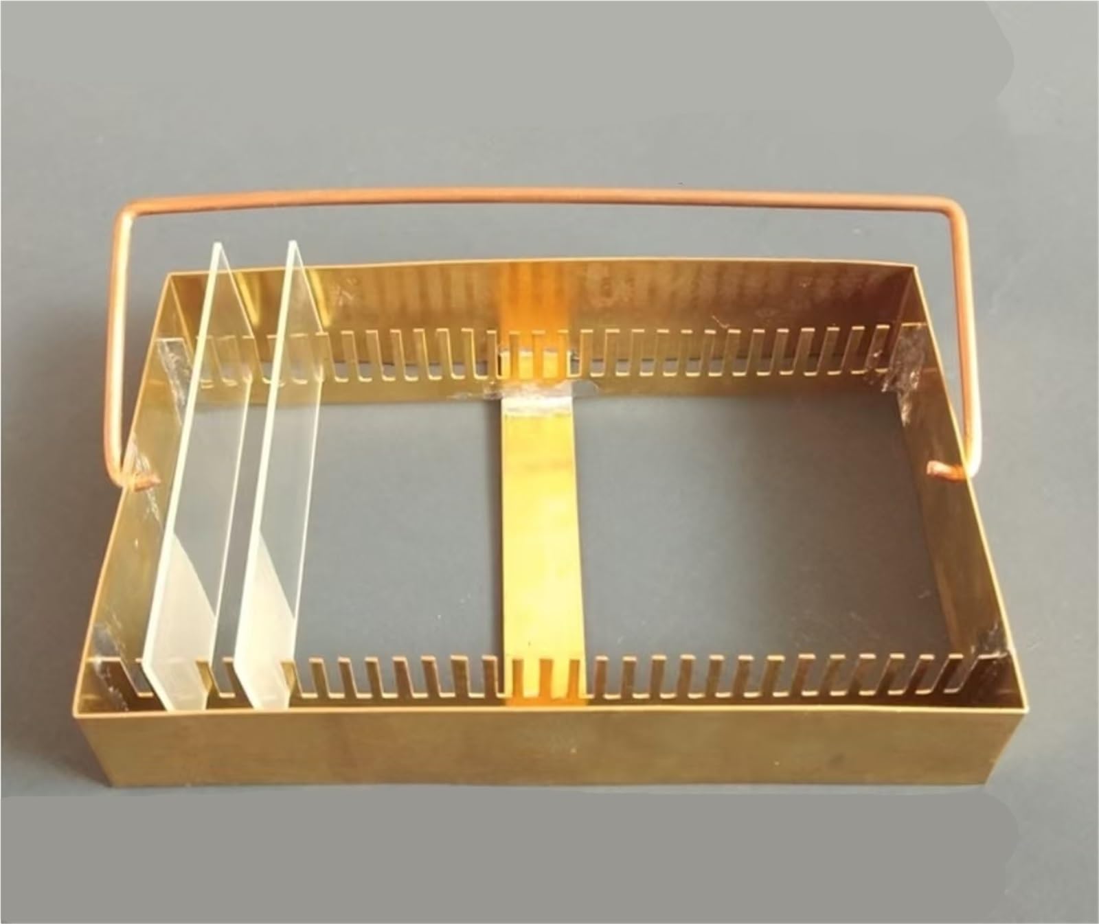 Zestaw stojaków do barwienia szkiełek ze stali nierdzewnej i miedzi – 5 sztuk do badań laboratoryjnych i zastosowań naukowych(Copper horizontal 20)