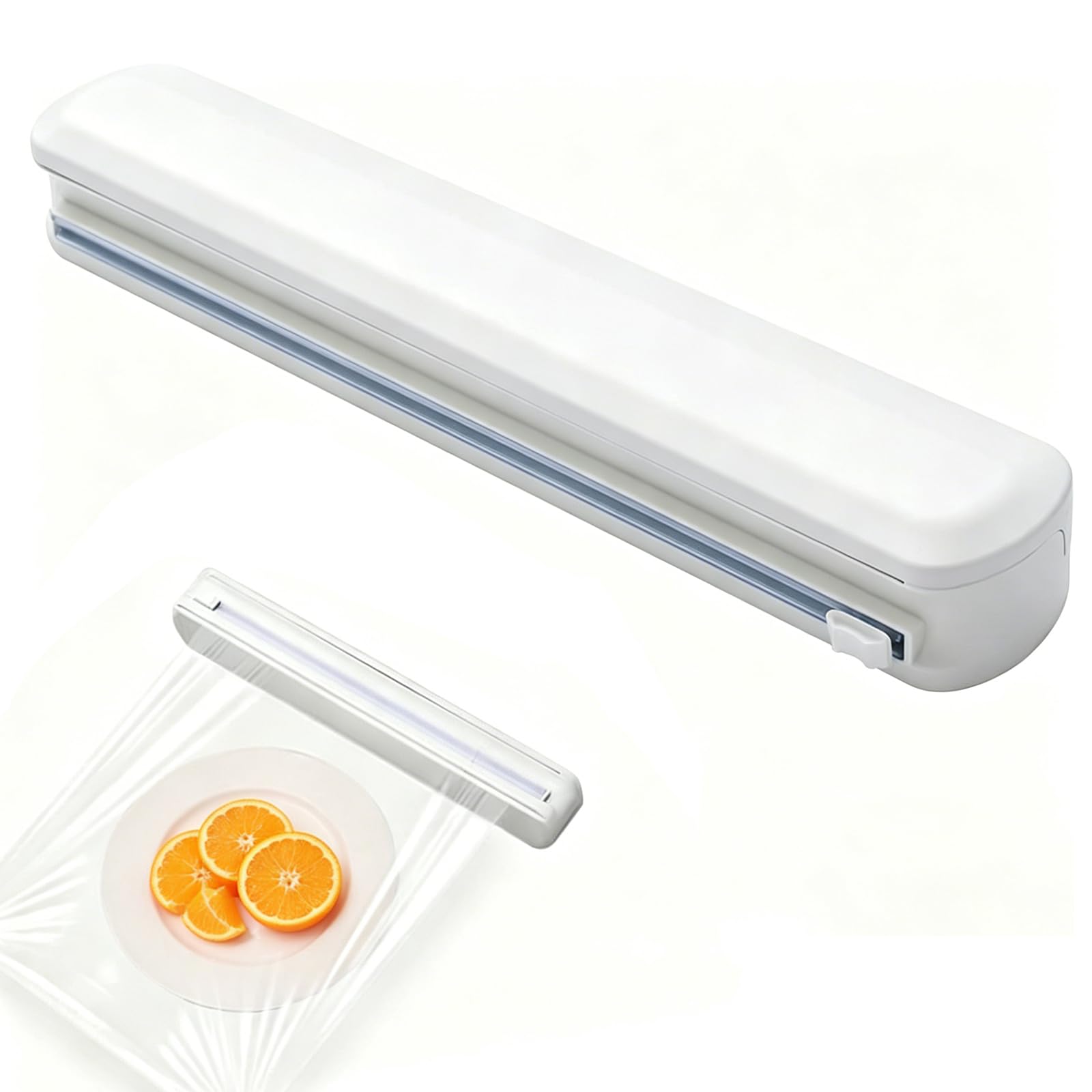 Vauki Distributeur 2 en 1 Film Alimentaire & Aluminium, Dérouleur Pratique avec Coupe Intégré, Accessoire Cuisine Organisé Conservation Alimentation Quotidienne Résistant Fonctionnel