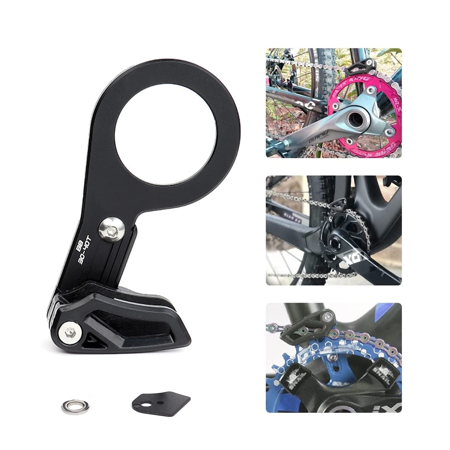 Prowadnica łańcucha rowerowego, do roweru górskiego, metalowa osłona łańcucha – 1 sztuka, lekka osłona łańcucha rowerowego, z jedną szybą, do większości rowerów, rowerów wyścigowych (czarna)
