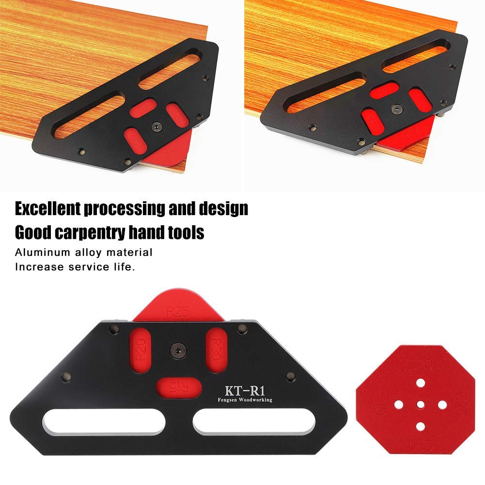 Holzbearbeitungsbogen-Positionierungsvorlage, Schnell-Jig-Eckwerkzeug aus leichter Aluminiumlegierung, Schwarz, KT R1-Modell für präzise Schreinerei und Holzbearbeitung