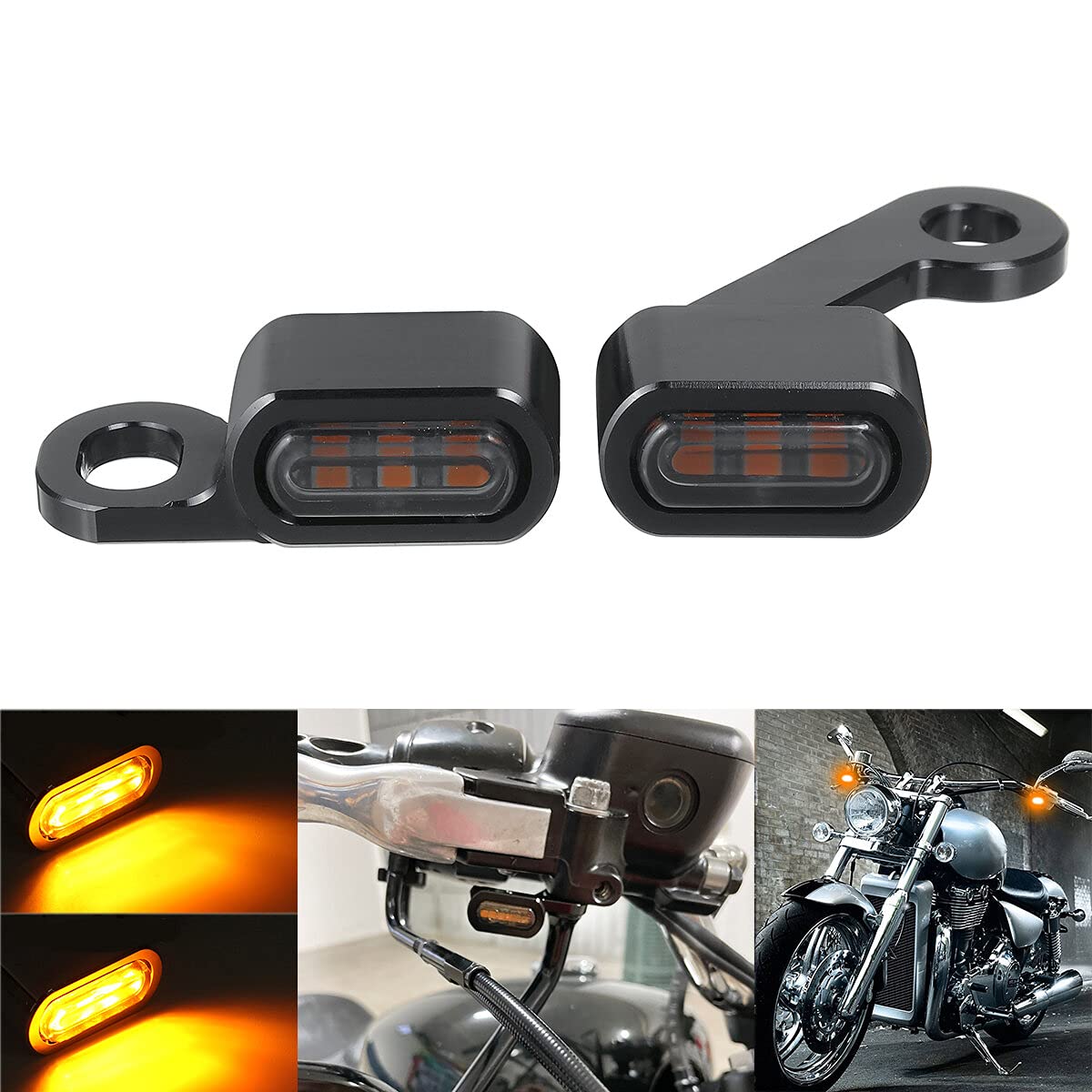 2Szt Motocykl Mini Led E Mark Kierunkowskaz Światła Kierunkowskaz Do Harley Sportster 2004-2020 - Czarny