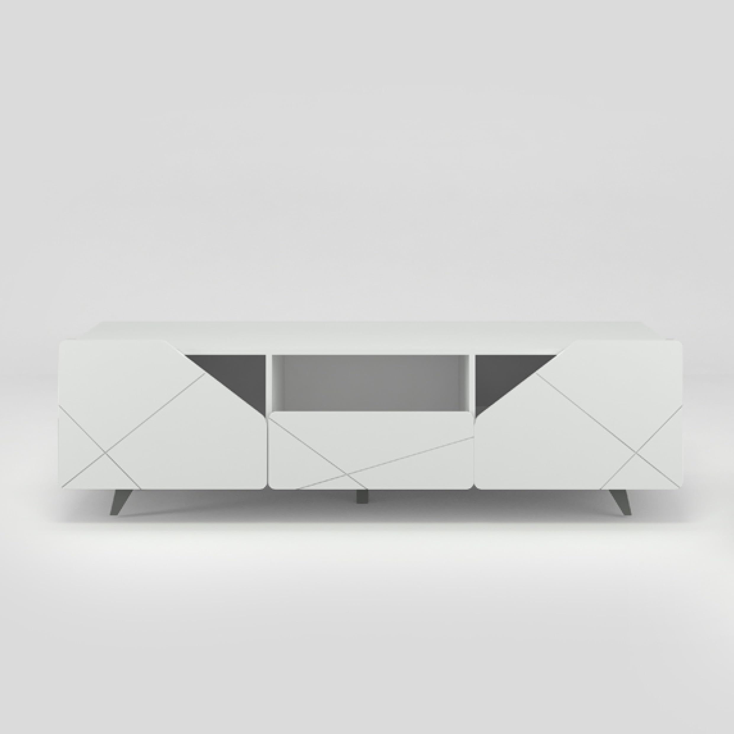 Diventa Mobile Living Vela Extreme – Mobile TV 165 cm | Design Moderno, Spazio Contenitivo, Resistente ai Graffi e all’Umidità | Prodotto in Italia (Bianco corpo Bianco)