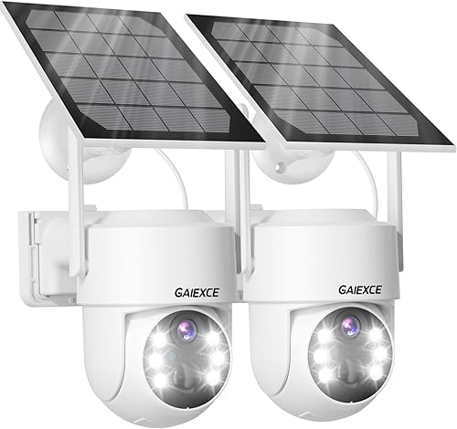 Miniatura 1 de Cámaras de seguridad solar de 4MP inalámbricas para exteriores, 100% sin cables, cámara alimentada por batería, vista de 360, panorámica e