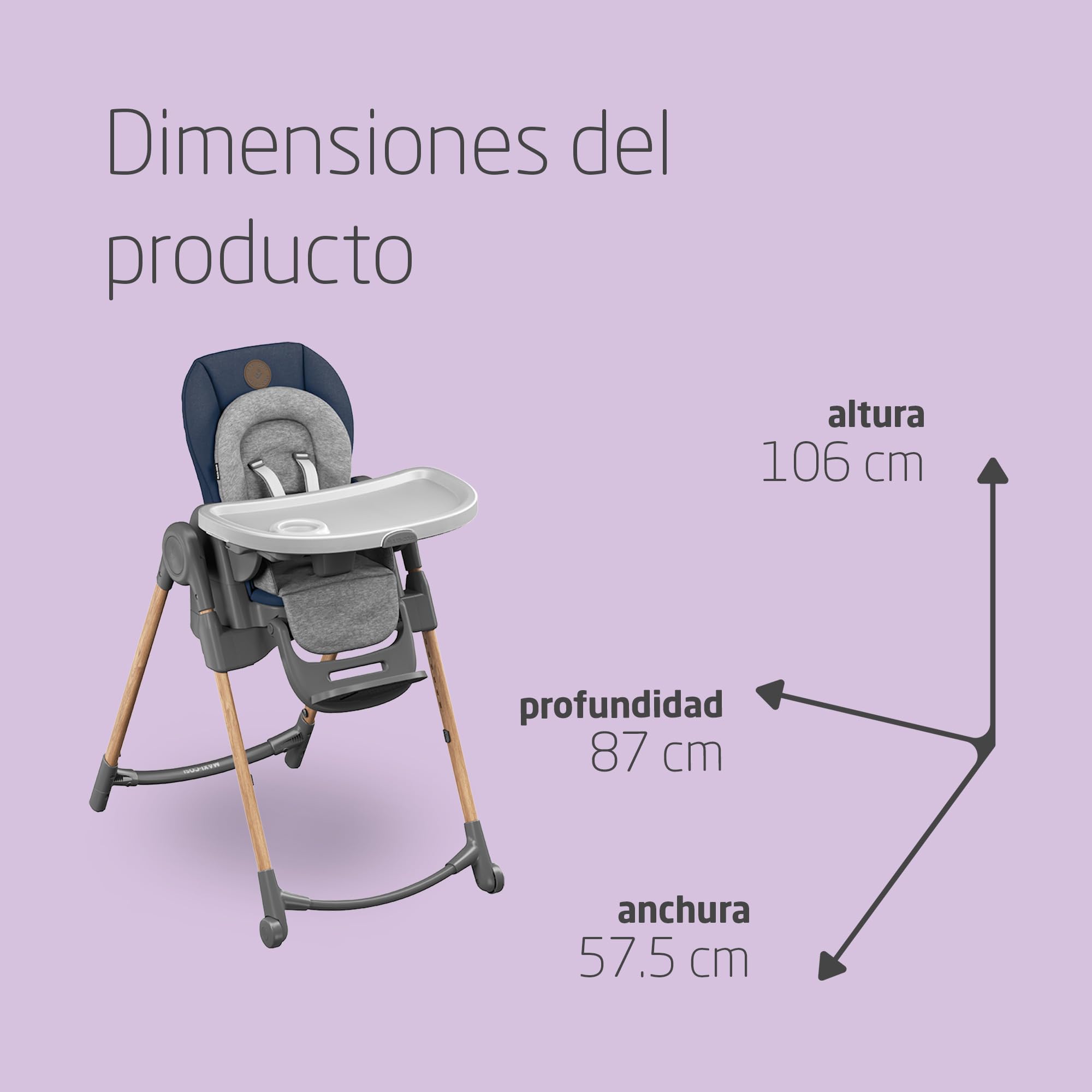 Maxi-Cosi Minla trona Evolutiva, reclinable y plegable, 6 en 1, silla portátil de viaje convertible para niños y Asiento Elevador, crece con el niño 0 meses - 14 años, essential blue
