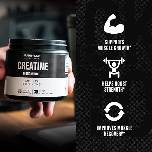 Miniatura 4 de Jacked Factory Monohidrato de creatina en polvo 5.29 oz - Suplemento de creatina para el crecimiento muscular, mayor fuerza, mayor producción de